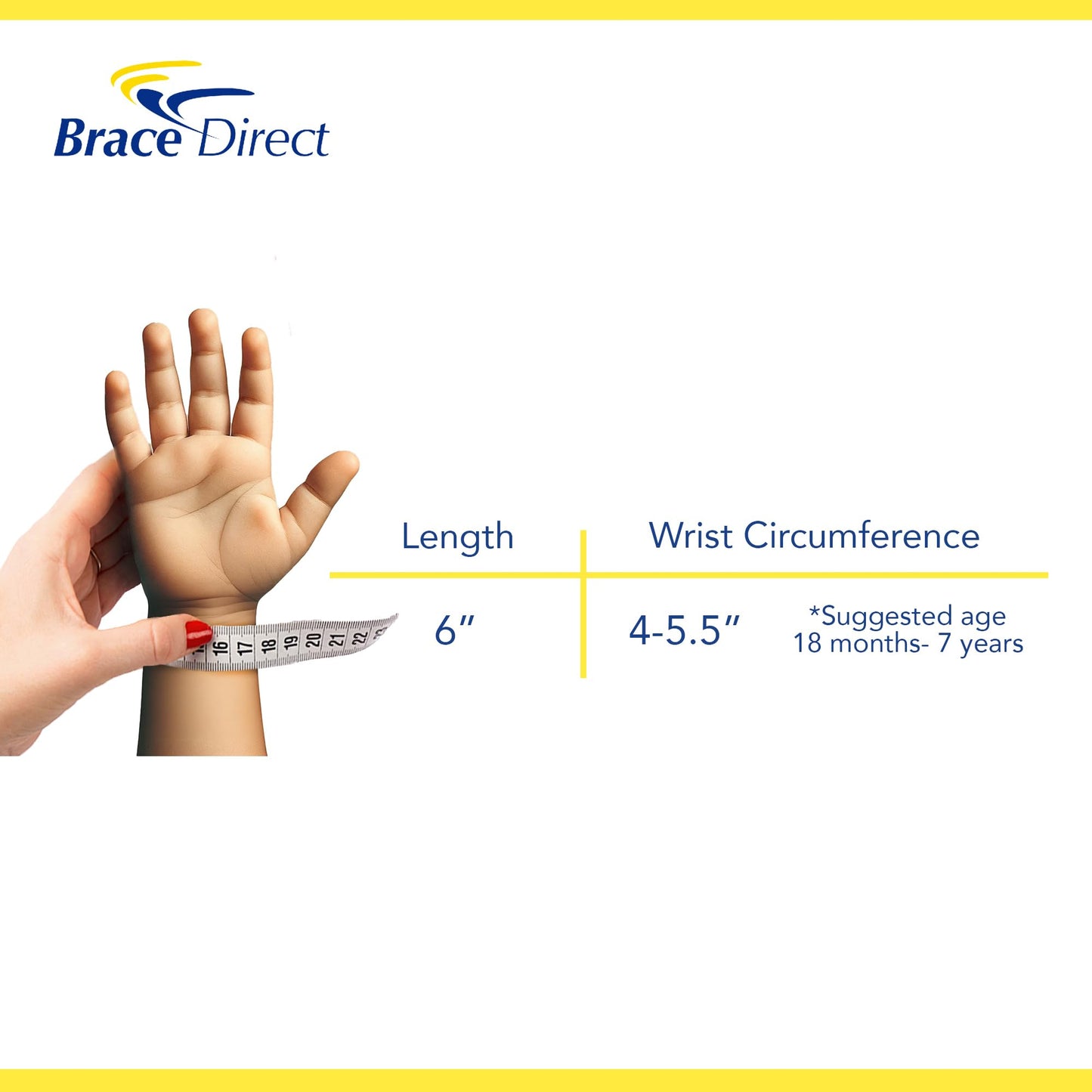 Brace Direct Kid’s Lace-Up Wrist Brace for Wrist Immobilization, Sprains & Strains, Carpal Tunnel Syndrome, & De Quervain’s Syndrome - Pediatric Sizes Offered in Left or Right Wrist